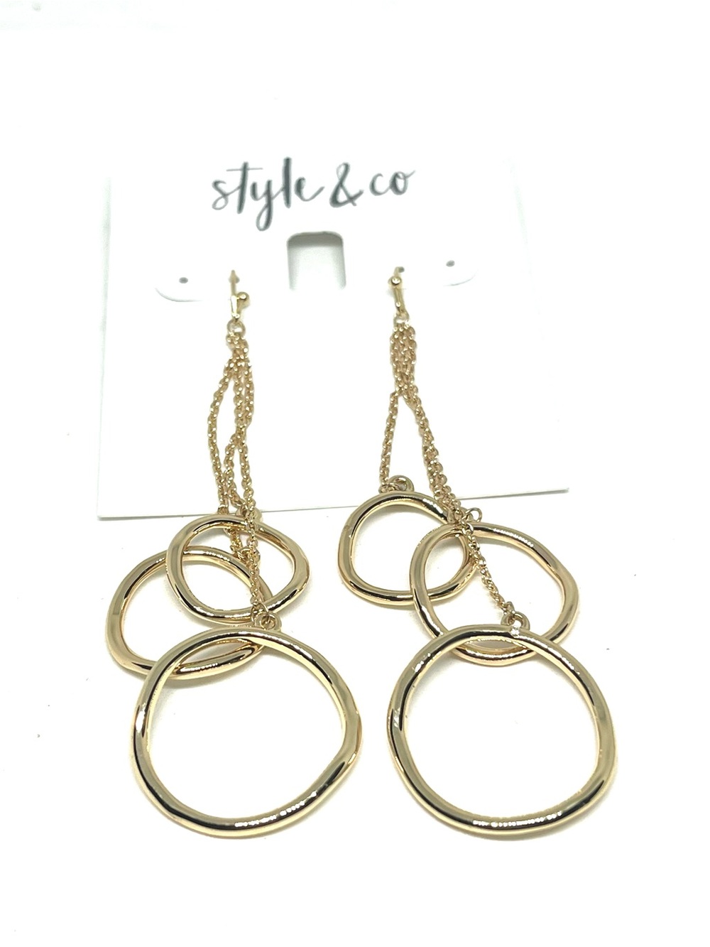 Style & Co. Gold Linked Hoop Drop Earrings NWT